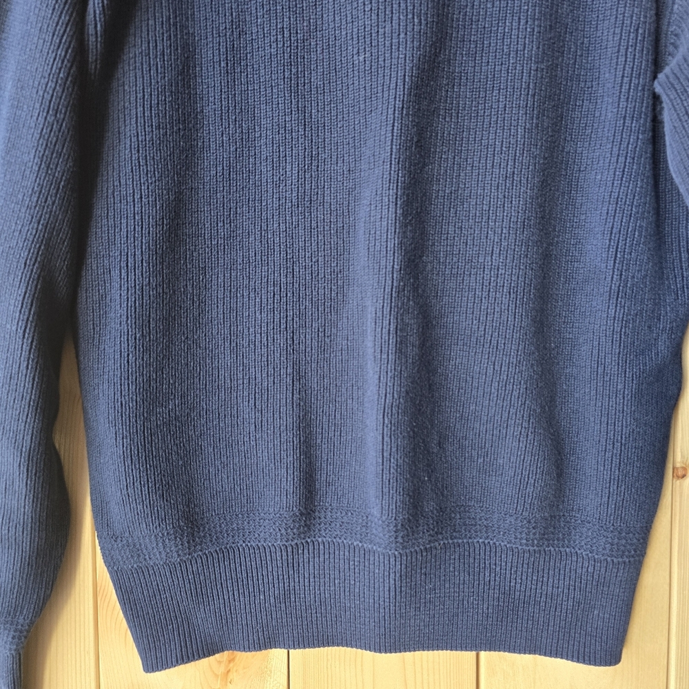 Vintage LL Bean Navy Blue Cotton Knit Button Sweater Womens Medium - Picture 9 of 10